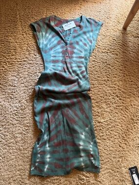Young Fabulous & Broke Teal and Brown Tie-Dye Midi Dress